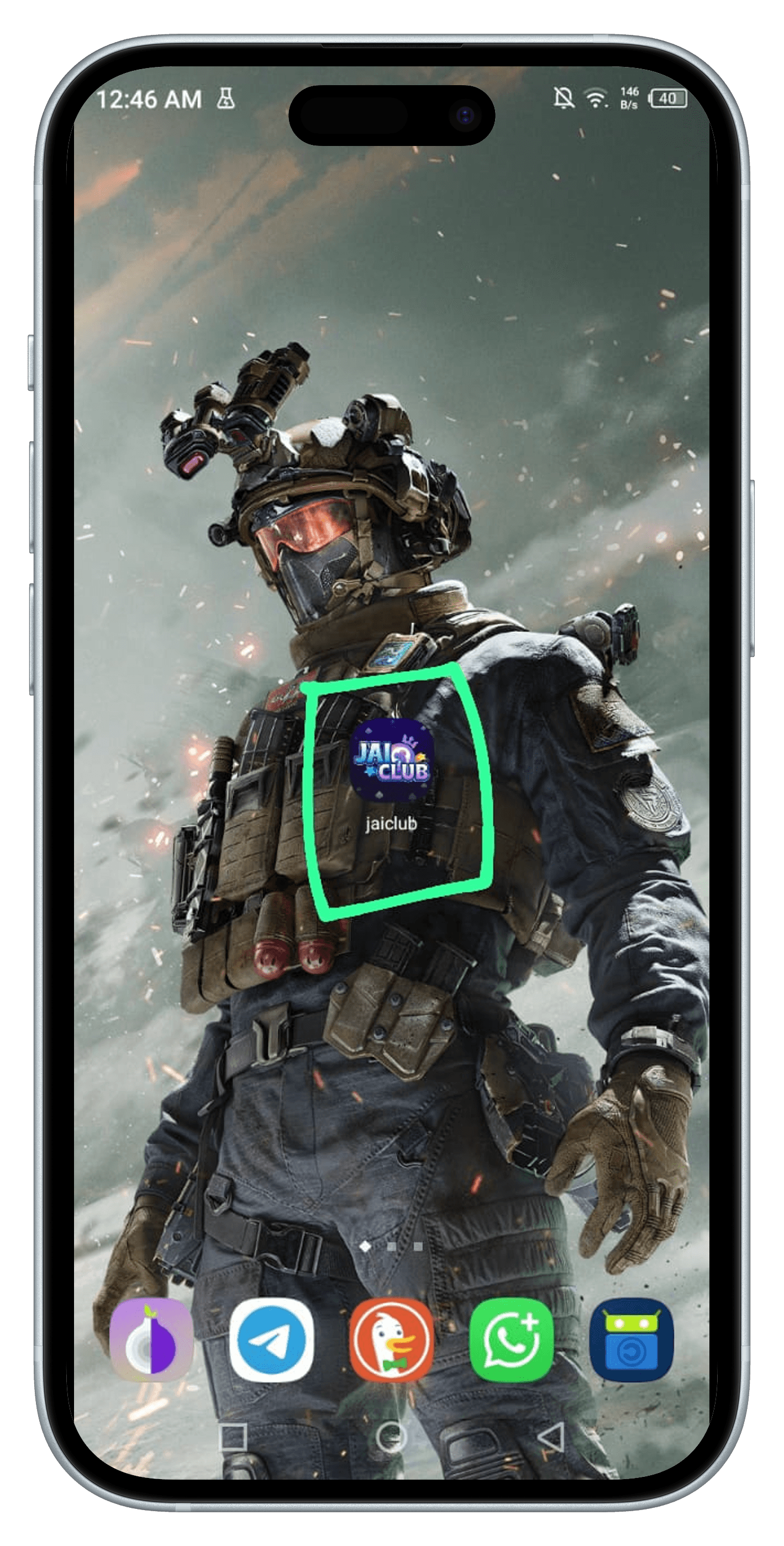 Jai Club Game icon on iPhone homescreen after Quick Installation